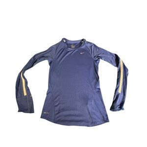 Nike Dri-FIT Long Sleeve Shirt XS Blue Athletic Top Thumbholes 465165-402